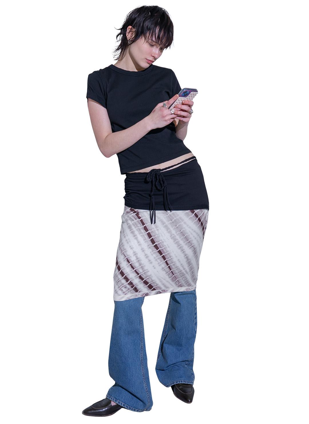 Braid Belt Layered Skirt /