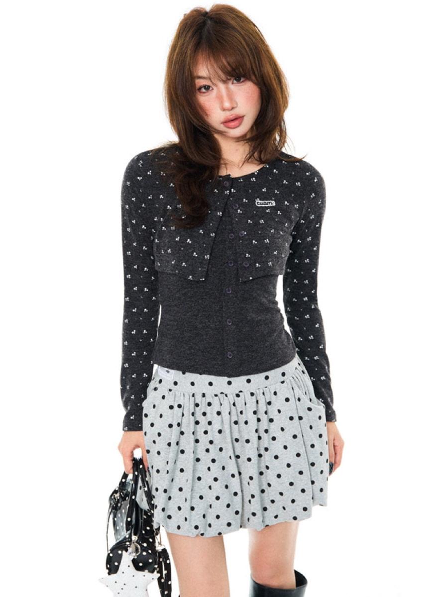 YOUNG STAGE Spring Floral Cropped Cardigan Camisole Set