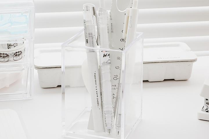 투명 아크릴 펜꽂이 연필꽂이 다용도 정리함