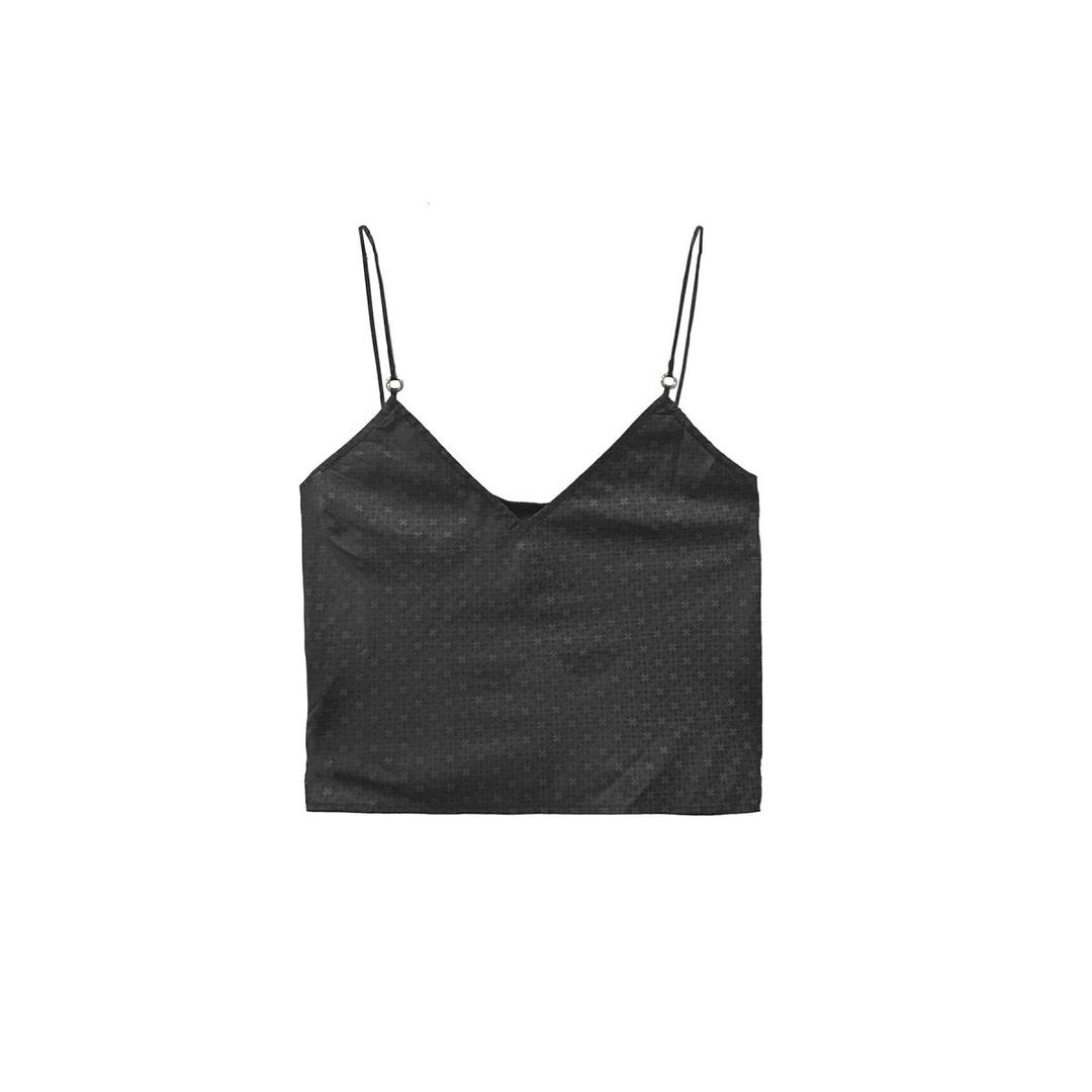 Chrome Hearts Black Tonal Monogram Cross Pattern Silk Tanktop - M / Black