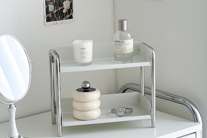 [출시특가]모던 2단 철제 미니 선반 홈카페 화장대선반 향수선반 소품 진열대