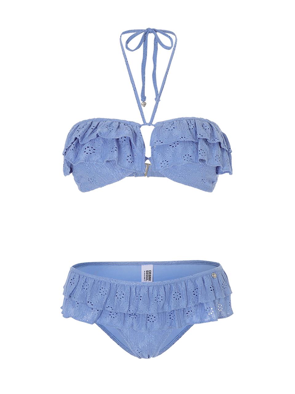 EYELET FRILL BIKINI SET_BLUE