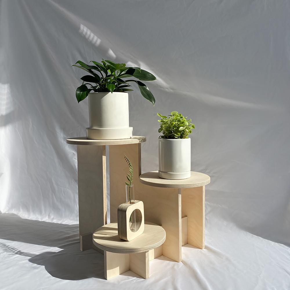 무심재목공소 우드 플랜트 스툴 화분진열대