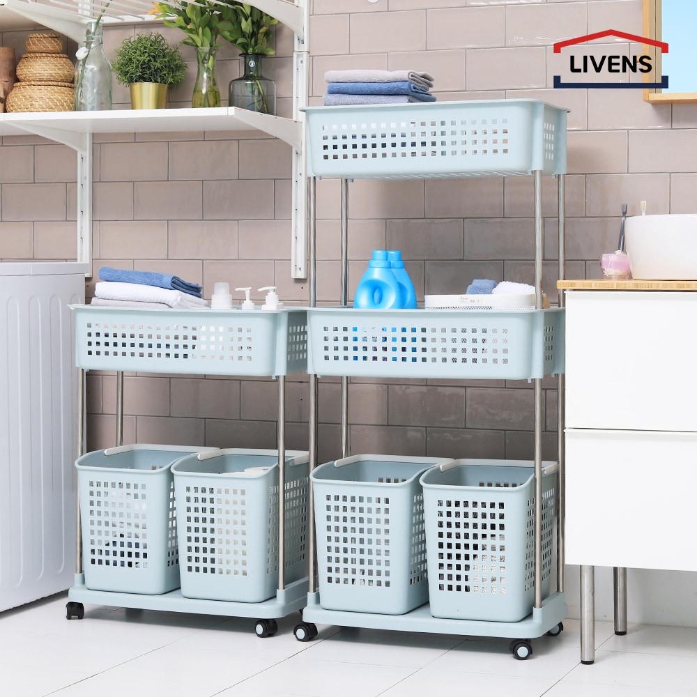 리벤스 이동식 분리형 2/3단 세탁 빨래바구니