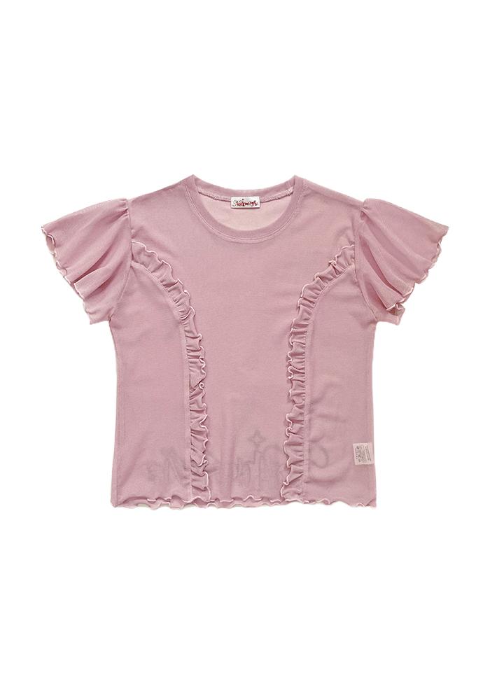 BACK LOGO FRILL T-SHIRT PINK