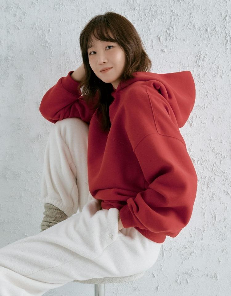 embroidery point hoodie - red