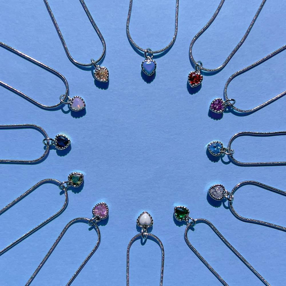 [무배]탄생석 미니 하트 써지컬스틸 목걸이 - 뱀줄 유기견 유기묘 후원 선물 우정