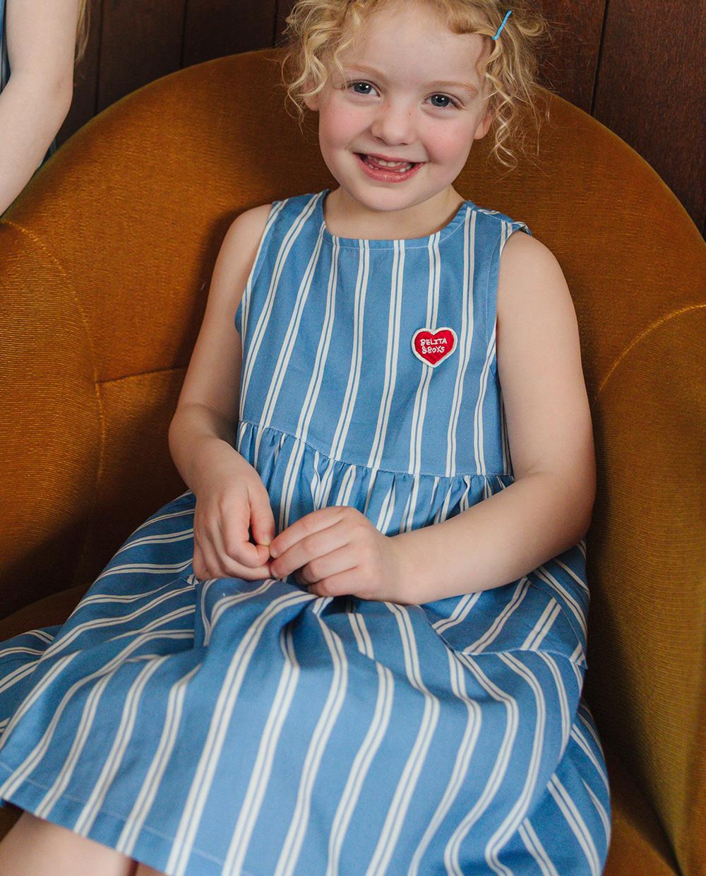 GIRL Light Blue BB Heart Stripe Dress