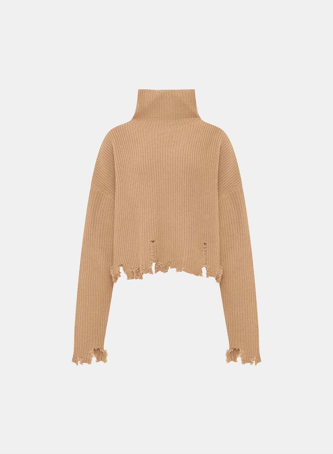 Ana high-neck destroyed wool cash KN