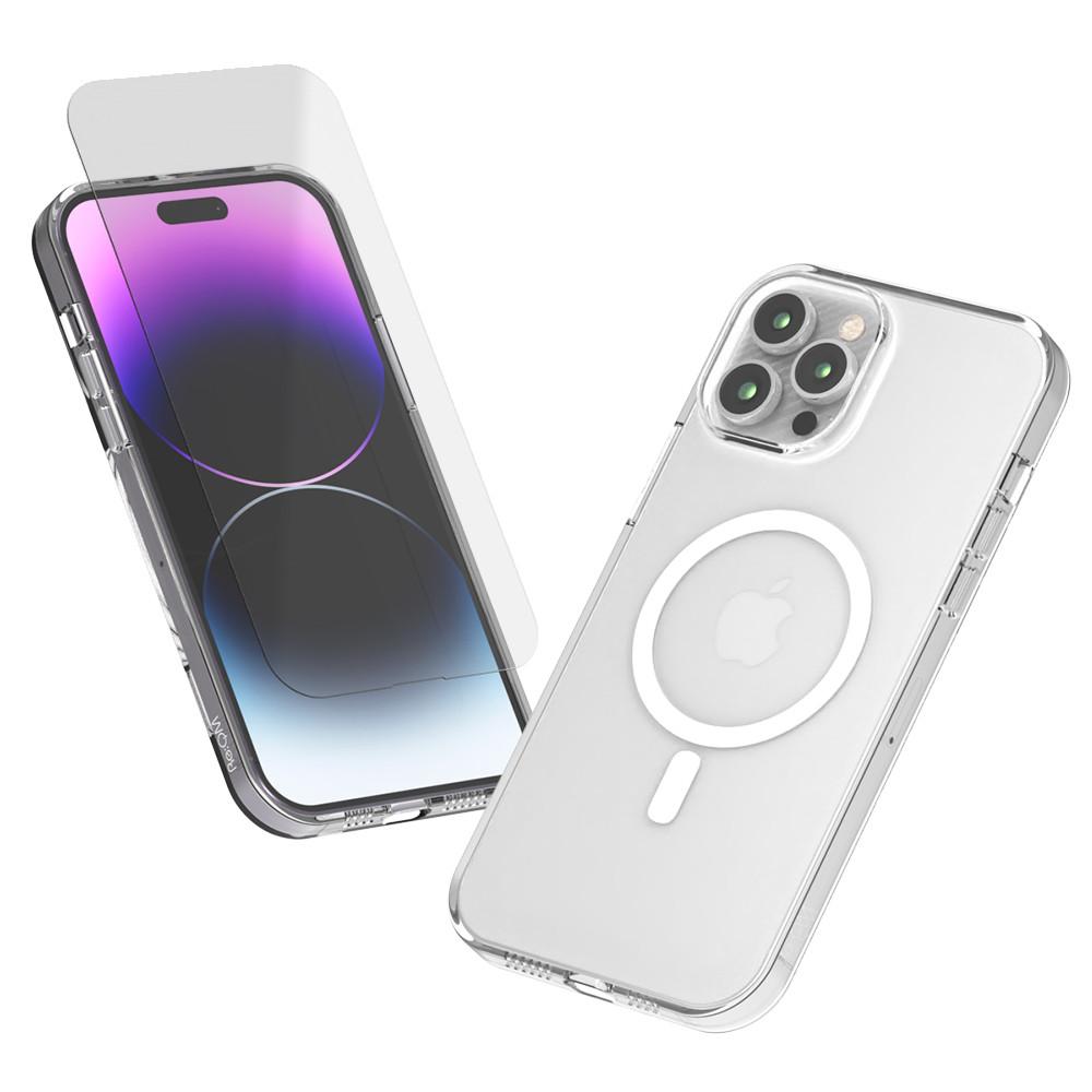 리큐엠 아이폰14 프로 프로맥스 맥세이프 투명 클리어 케이스(강화필름포함)