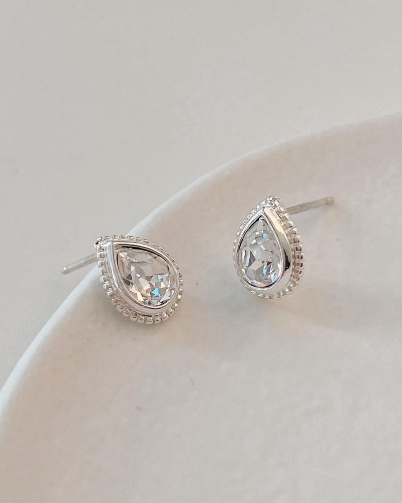 더휘 심플 웨딩 혼주 큐빅 미니 물방울 실버 은 귀걸이 All Silver925