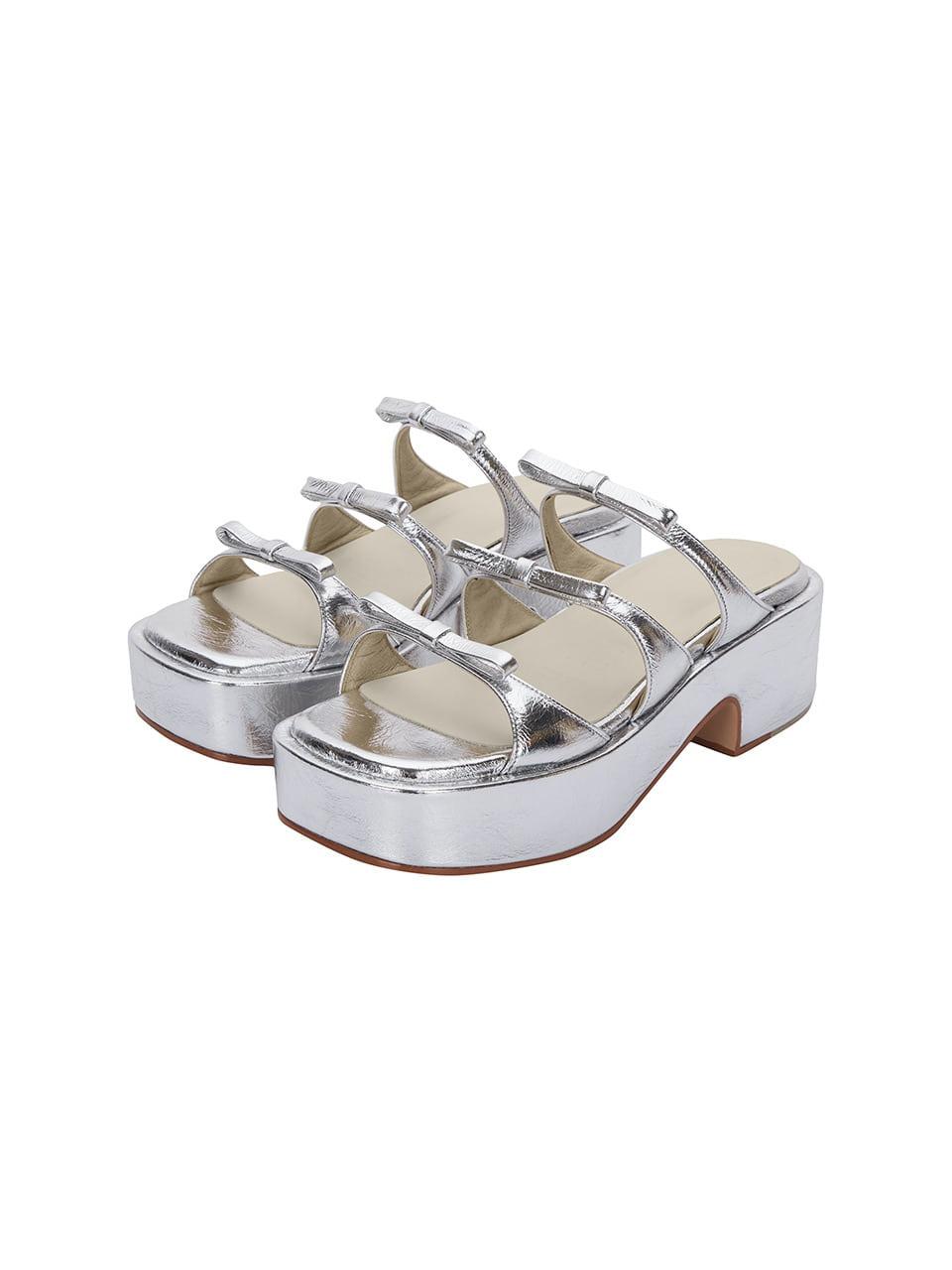 RIBBON SANDALS_silver crinkle