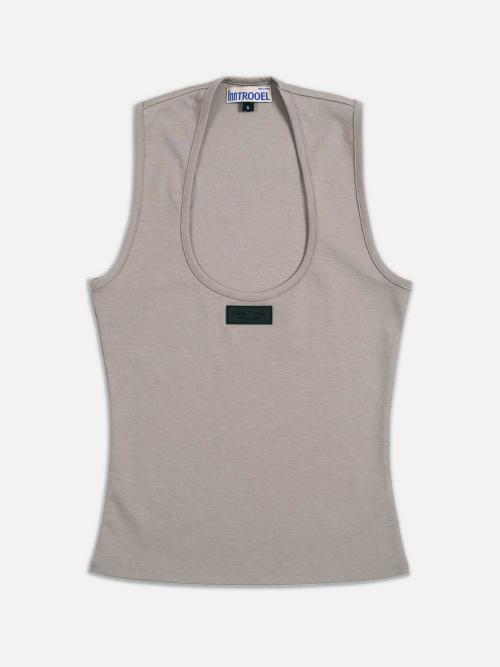 타이트 핏 로고 탱크 탑 (카키 베이지)