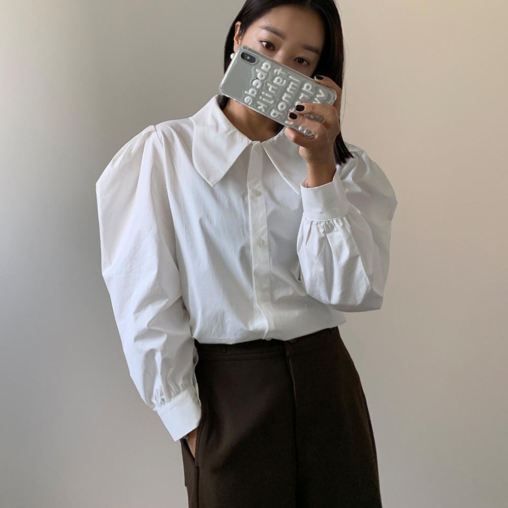 파인게이지 /리비에 퍼프소매 카라 블라우스