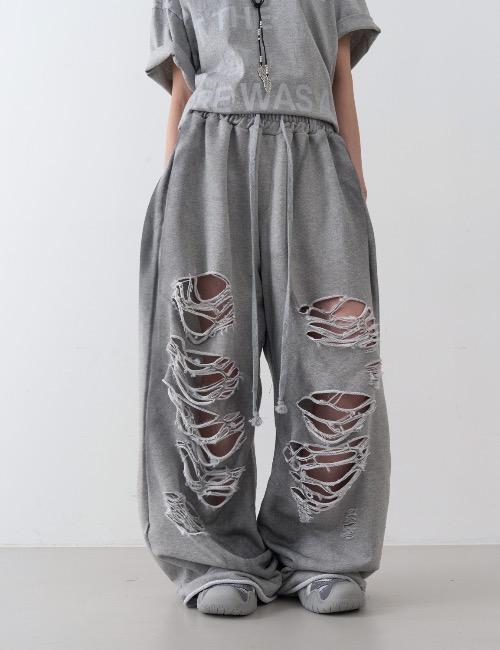 rough damage sweat pants