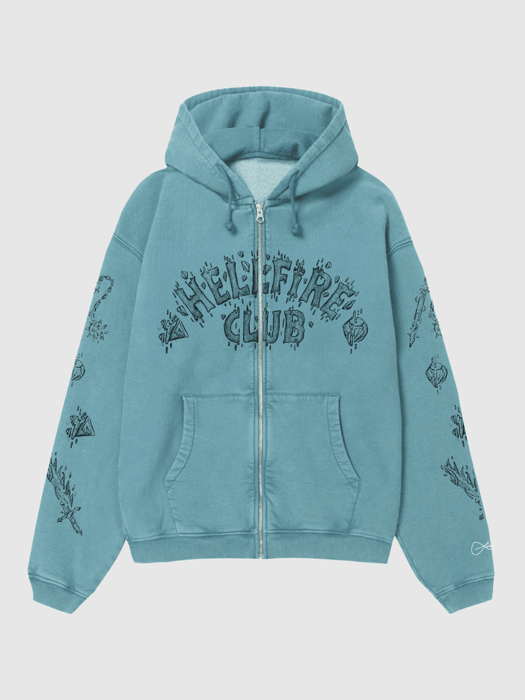 Stranger Things x Louis De Guzman Hellfire Club Zip Hoodie - Blue / S
