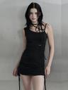 [mnem] shirring strap mini dress (black)