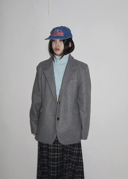 울 하프 코트 2col  - gray