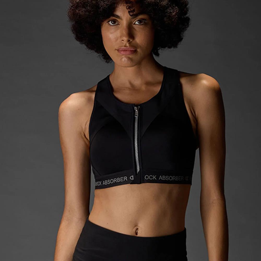 쇼크업소버 인피니티 집업 올블랙 앞지퍼 스포츠브라