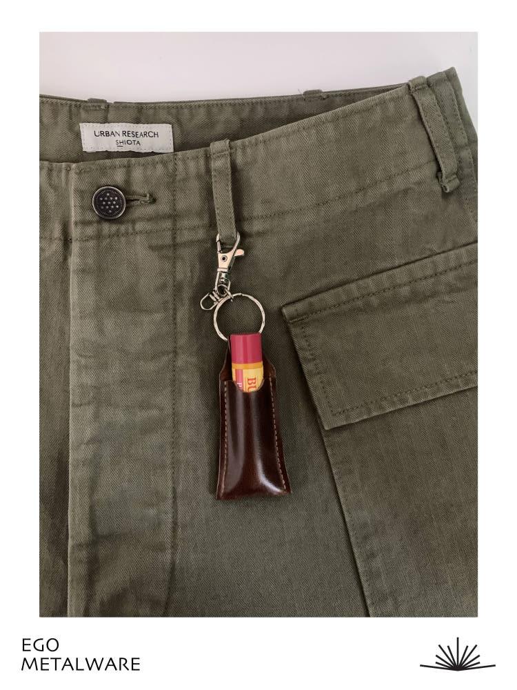 EGO Oil pull-up (Italy) 호이포이 이태리 가죽 브라운 립밤케이스 키링