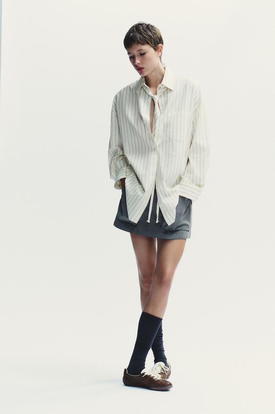 오버사이즈 넥타이 셔츠