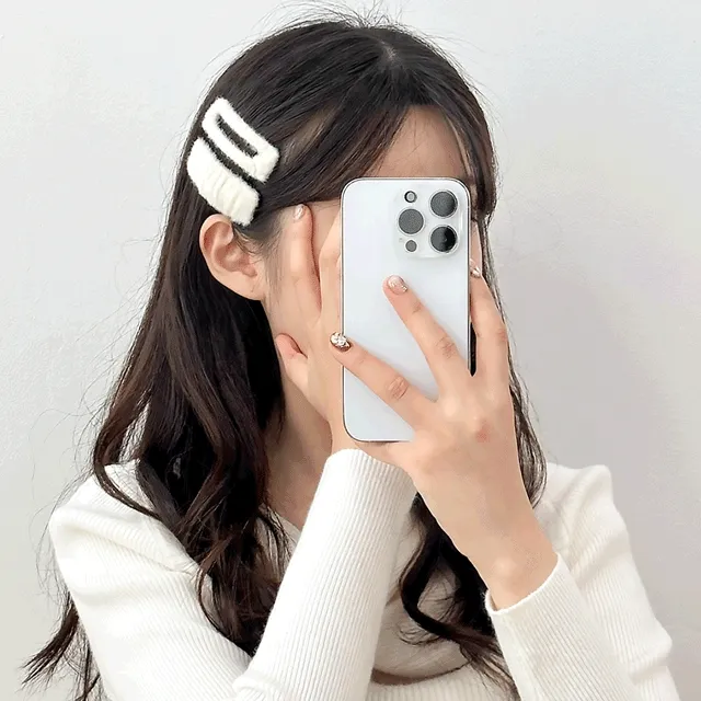 [2개SET] 페이크퍼 앙고라 헤어핀 겨울 머리핀 똑딱핀