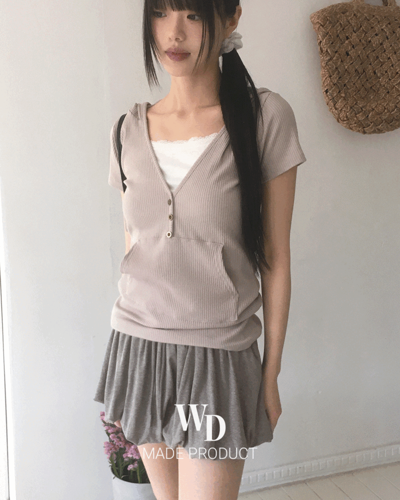 원더원더 [반팔ver추가👕/4천장 판매/MADE] 티벗 빈티지 버튼 브이넥 골지 후드 티셔츠