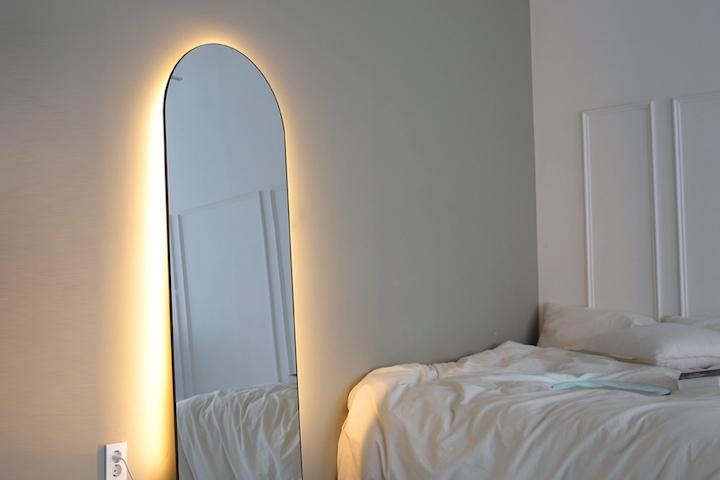 비산방지 강화유리 방탄 LED 아치형 전신거울 (500/600/800)