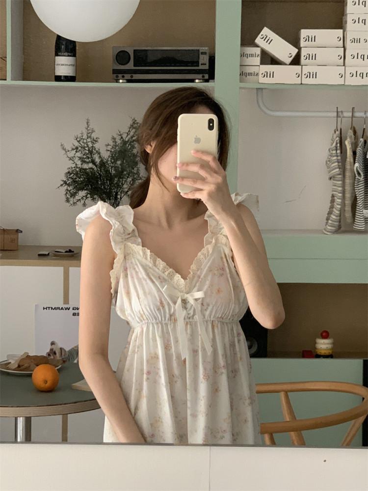 (마리원피스) 빅사이즈 임산부 수유 여성 면잠옷 홈웨어 파자마 봄잠옷 꽃 나시