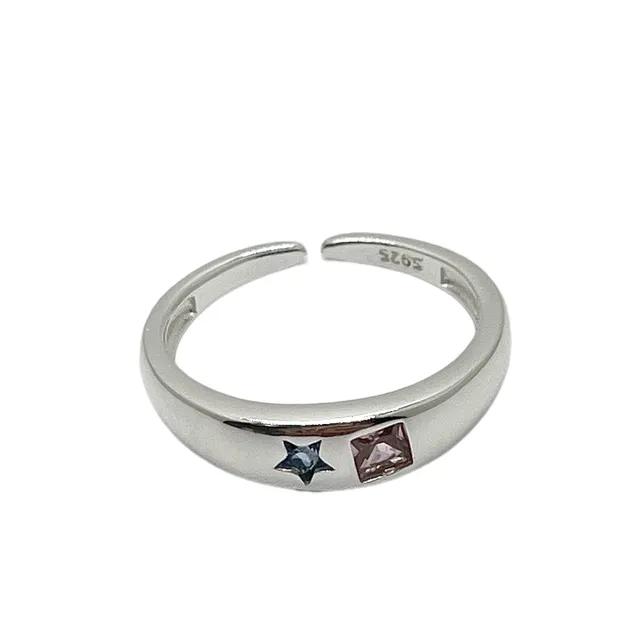 silver925 pb ring / 실버반지 데일리 유니크 러블리 컬러 큐빅 별 키치 볼드