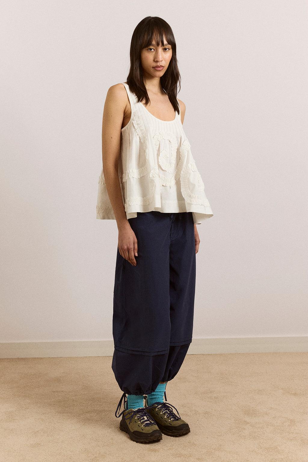 stella ruffle cami - white