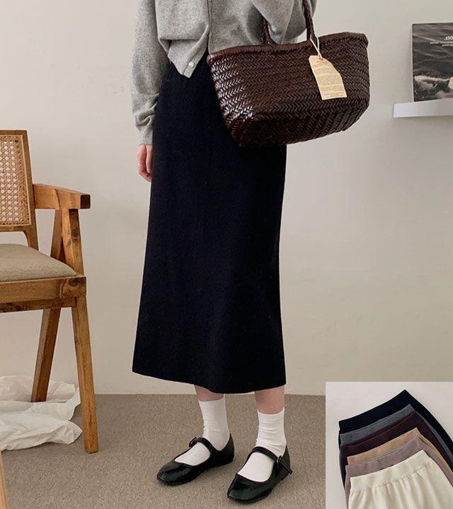 [가을겨울ver/도톰] 메리 백슬릿 니트 롱스커트 (6color)_321g
