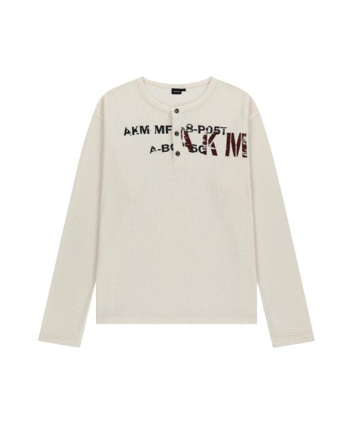 Waffle Henry Neck Long Sleeve (Ivory)