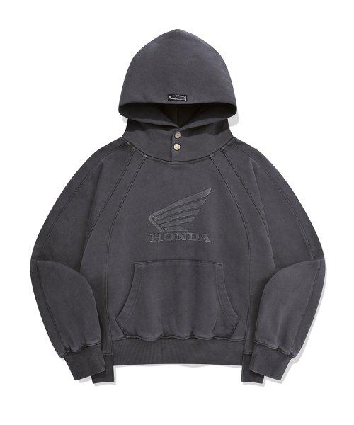 혼다 모터사이클(HONDA MOTORCYCLE)  Honda Vintage Cutoff Crop Hoodie PG Blue Charcoal - 사이즈 & 후기 | 무신사