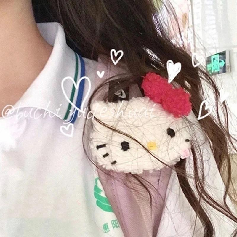 귀여운 애니메이션 만화 헬로 키티 플러시 브로치, 여성 신발 의류, 백팩 펜던트 장식, 머리 장식 액세서리, 소녀 선물