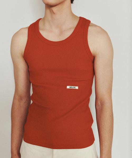 HET RIBBED SLIM SLEVELESS TOP (RED)