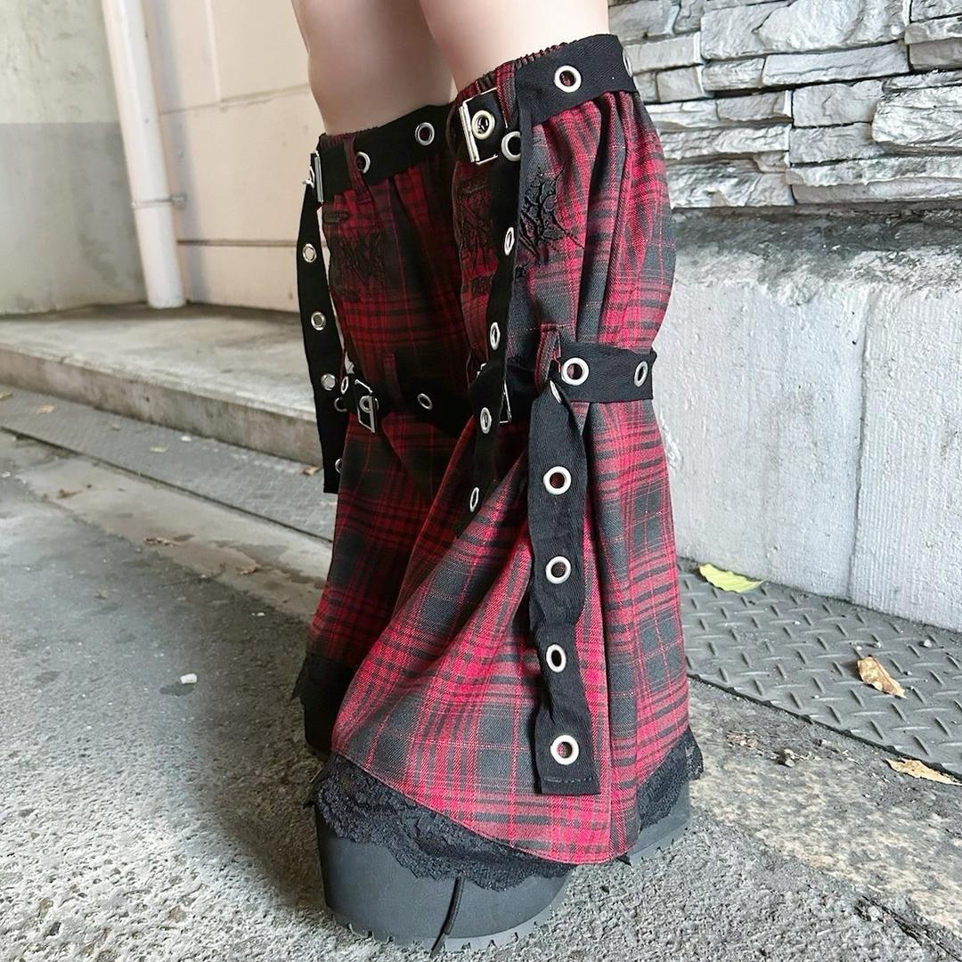 【11/6新着】サブカル刺繍★チェックレッグウォーマー | VOLCAN&APHRODITE