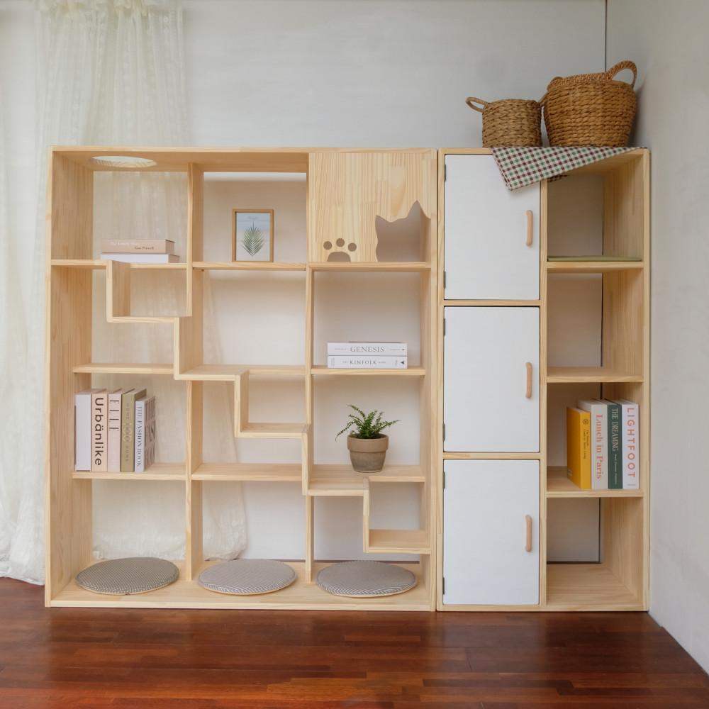 고양이서가 집사2호 책장 원목 캣타워 고양이캣타워 미니 소형 대형 먼치킨 뚱냥이 가구