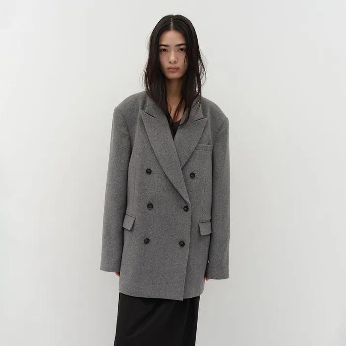 [1st REORDER] DOUBLE BREASTED WOOL BLAZER [GREY]