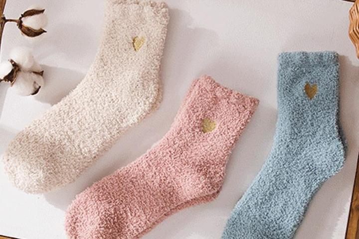 하트 파스텔 방한 수면양말 수면덧신 수면양말 겨울 보온 양털 극세사 두꺼운 따뜻한 겨울양말