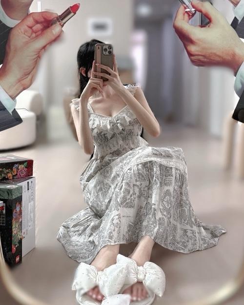 파리스 홈드레스 브라캡내장 부유방커버 레이스 잠옷원피스 프릴 나시원피스