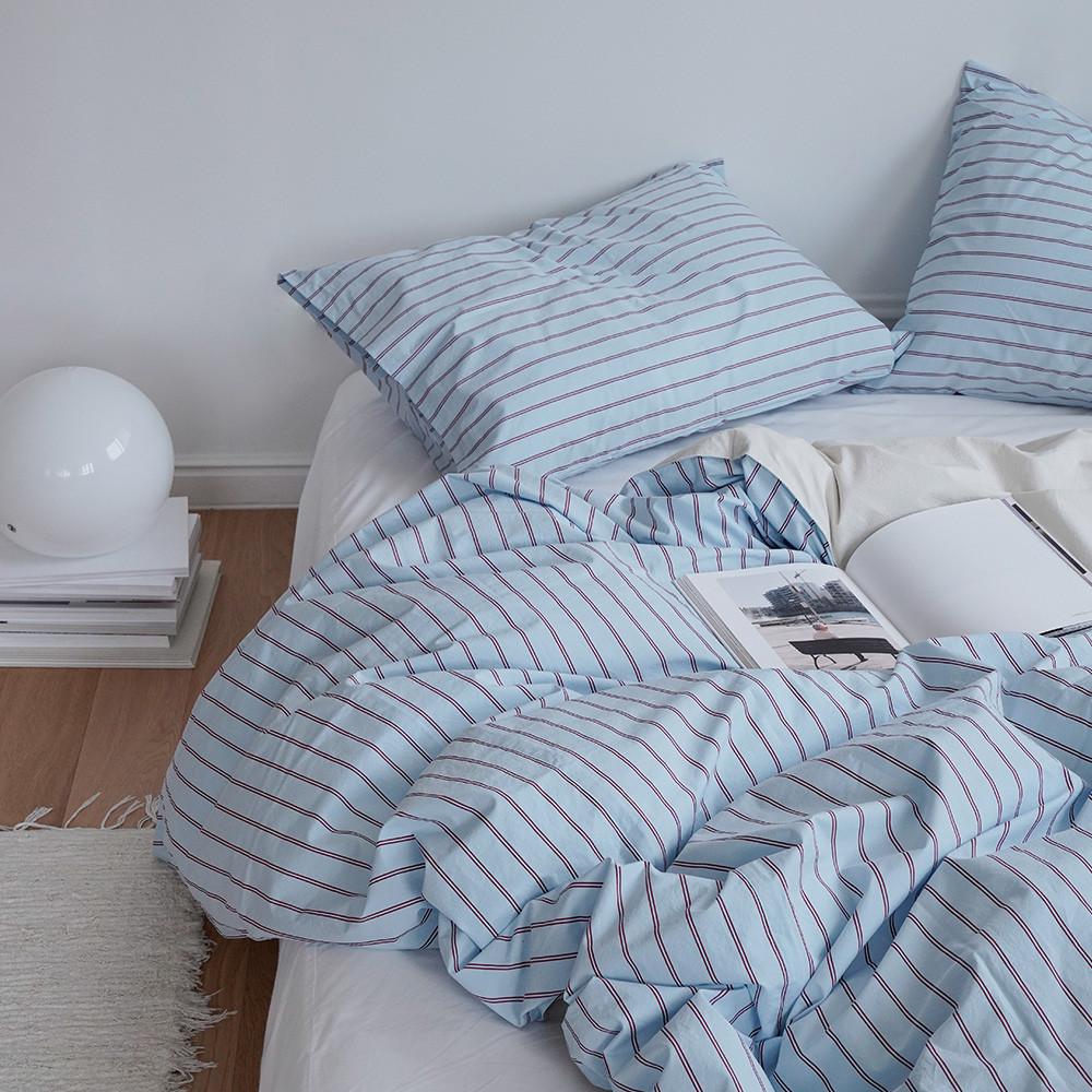 스트라이프이불 커버 세트 블루 레드 호텔식 이불세트 SS Q