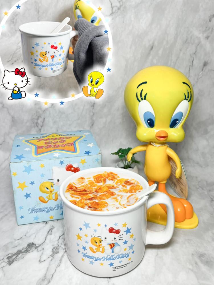 [SANRIO] 2002's 산리오 헬로키티 & 트위티 아메리칸 빅 머그컵 (B급)