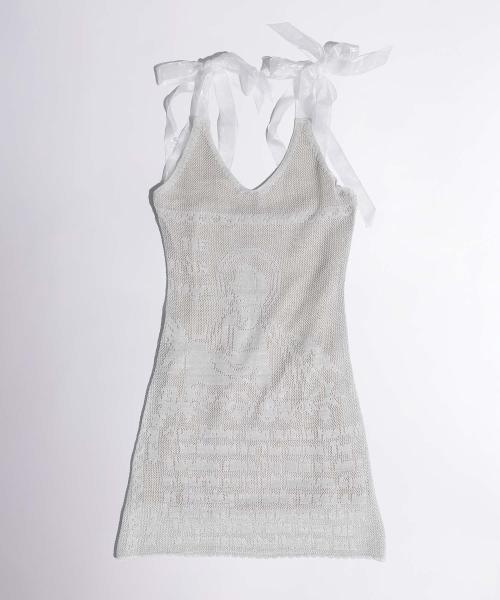 스컬프터(SCULPTOR)  Silhouette Crochet Mini Dress Metallic Silver - 사이즈 & 후기 | 무신사