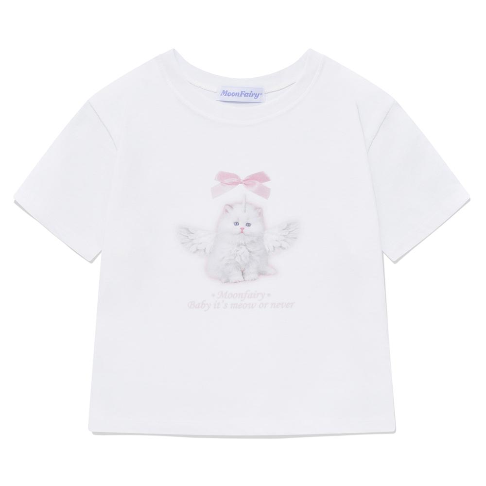 MF RIBBON CAT CROP TEE-WHITE