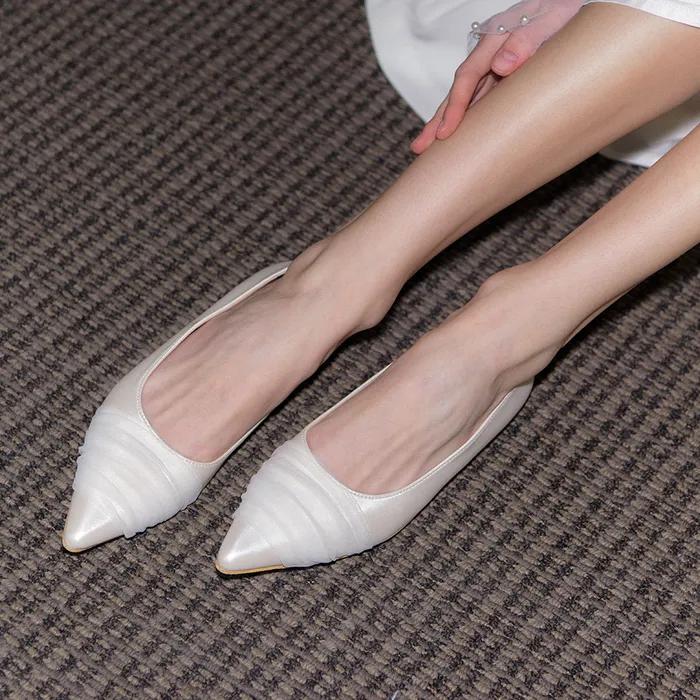 (WEDDING/빅사이즈 추가/바로배송) Cinerea 시네리아 포인티드 토 쉬폰 플랫 웨딩 슈즈_260mm까지