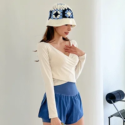 [빠른출발] 브이넥 랩 래쉬가드 래쉬상의 수영복상의 랩디자인 브이넥 수영복 크로스 디테일 커버업 여름수영복 래쉬티 티셔츠수영복 긴팔래쉬가드