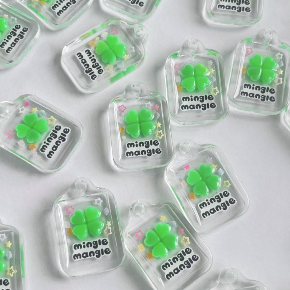 밍글맹글 럭키 행운 네잎 클로버 레진 키링