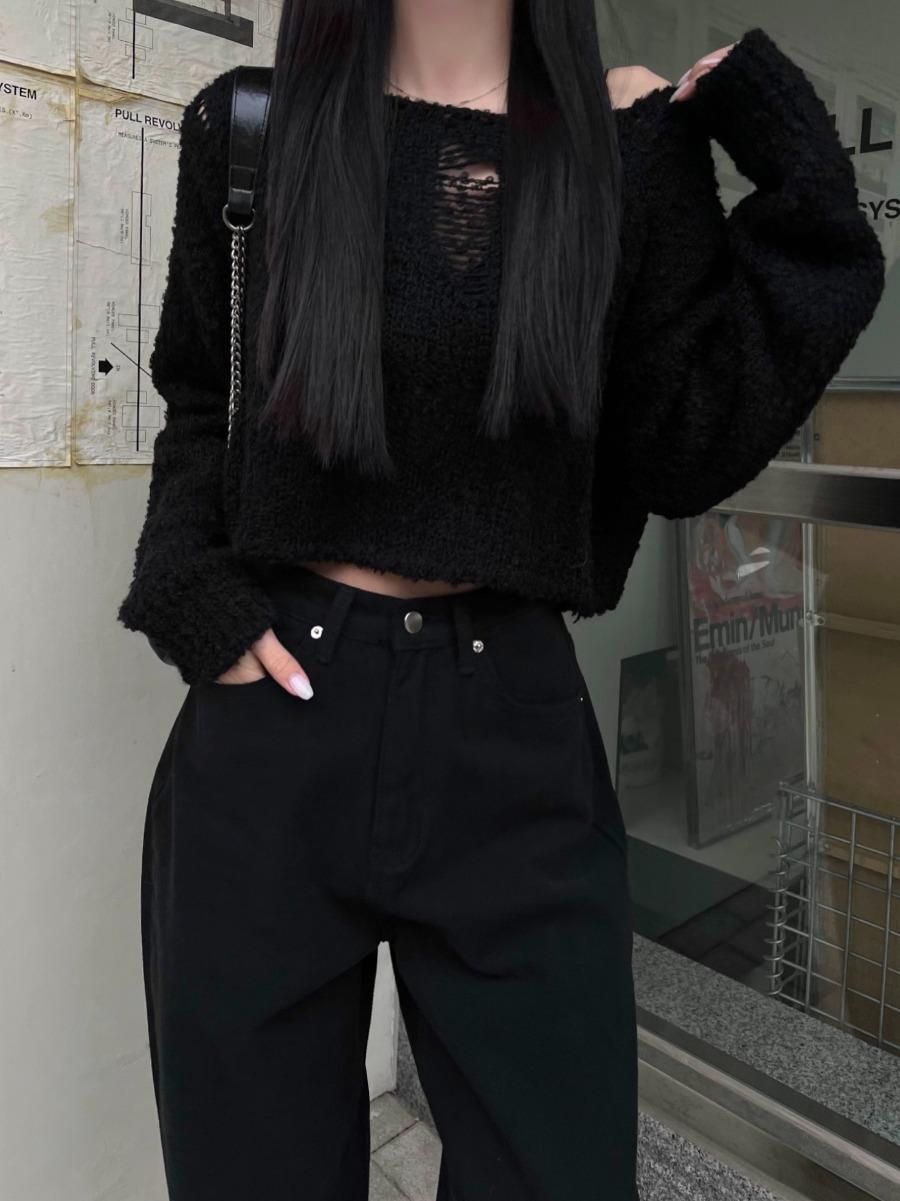 [INEGI ONLY] Boucle Damage Knit (black)