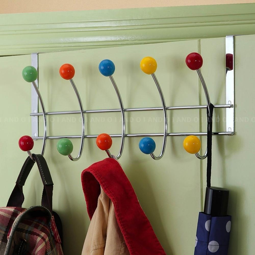 컬러 후크 코트랙 볼 행거 문 옷걸이